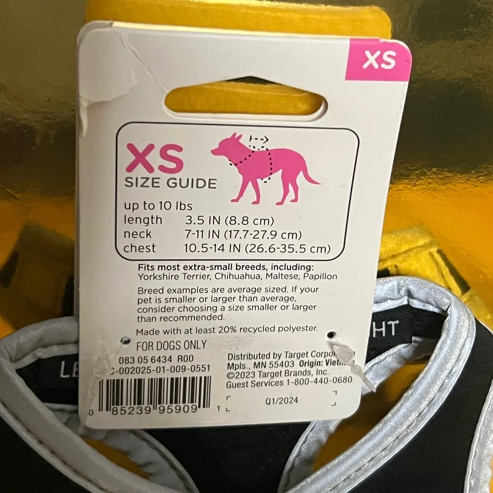Boots & Barkley - XS Reflective Dog Harness Adjustable in Black